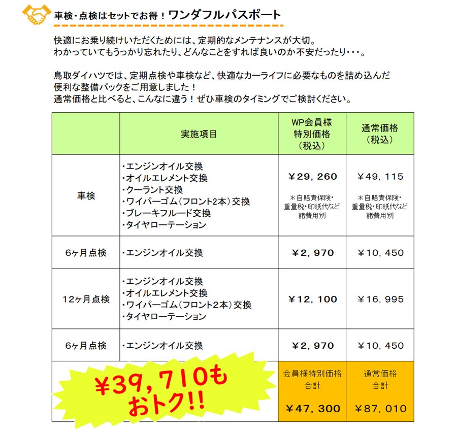 定期点検 車検 鳥取ダイハツ販売株式会社